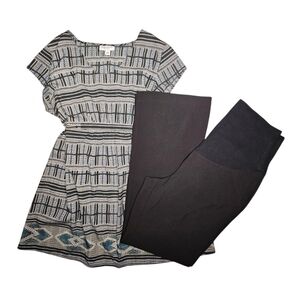 Stylish Black Pants and Patterned Top Set